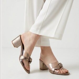 ALEXANDRE BIRMAN  CHAMPAGNE LEATHER SEE THROUGH UPPER SIZE  38.5 PRISTINE Mules